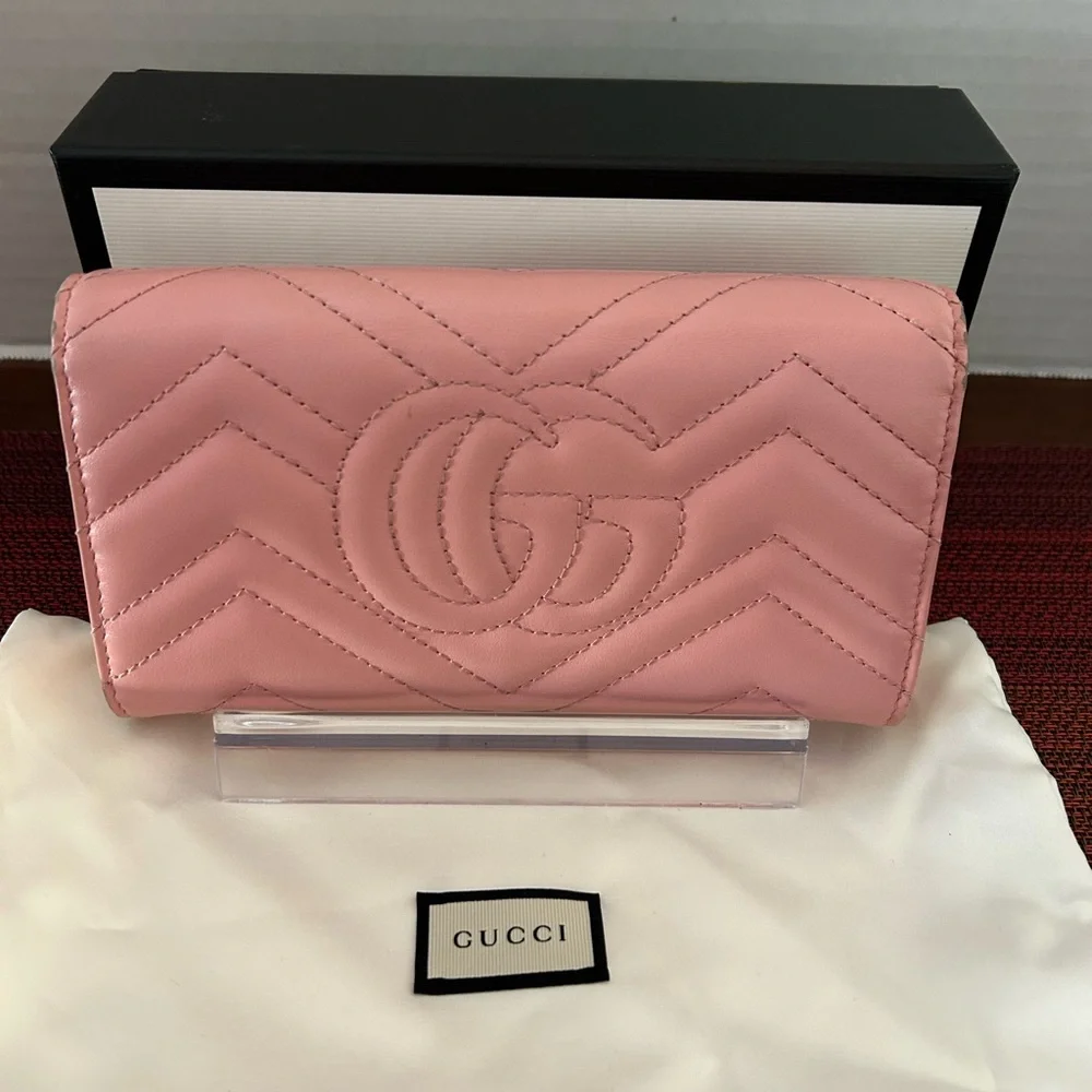 Gucci GG Pink Marmont Wallet w/Chain - Picture 4 of 16